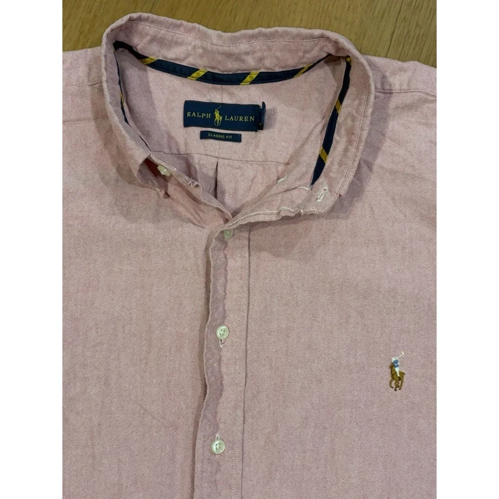 Polo Ralph Lauren Mens 2XB Pink Oxford Button Down Shirt Long Sleeve Flesh Pony